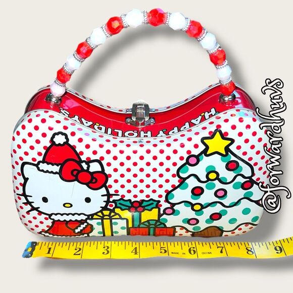 Sanrio Hello Kitty Christmas Metal Tin with Handle – Festive Holiday Design - Picture 9 of 11